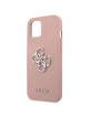 Guess iPhone 13 mini Hülle Case Cover Saffiano 4G Metal Logo Rosa