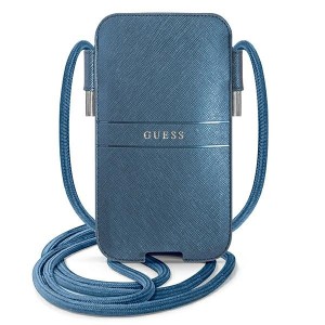 Guess universal shoulder bag iPhone 6.7 Blue Saffiano Stripe