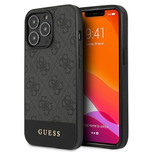 Guess iPhone 13 Pro Hülle Case Cover 4G Stripe Collection Grau