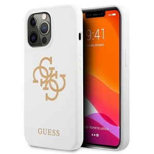 Guess iPhone 13 Pro Case Cover Silicone 4G Logo White