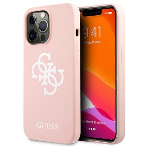 Guess iPhone 13 Pro Case Cover Silicone 4G Logo Pink
