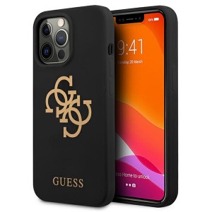 Guess iPhone 13 Pro Max Hülle Case Cover Silikon 4G Logo Schwarz
