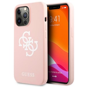 Guess iPhone 13 Pro Max Hülle Case Cover Silikon 4G Logo Rosa