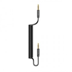 USAMS Kabel Audio Klinke 3,5mm zu 3,5mm 1,2m Spiral Schwarz