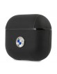 BMW AirPods 3 Case Cover Black Real Leather Silver Logo