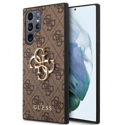 Guess Samsung S22 Ultra Hülle Case 4G Big Metal Logo Braun