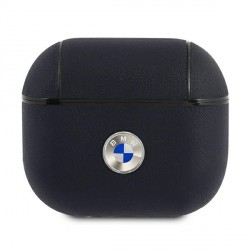 BMW AirPods 3 Hülle Case Cover Blau Echtleder Silber Logo