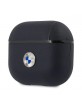 BMW AirPods 3 Case Cover Blue Genuine Leather Silver Logo