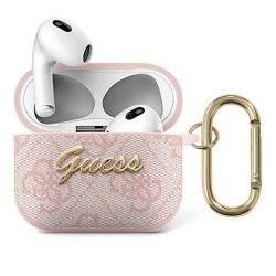 Guess AirPods 3 Hülle Case Cover 4G Script Metal Rosa