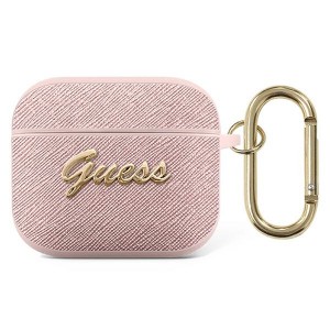 Guess AirPods 3 Case Cover Saffiano Script Metal Pink