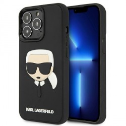 Karl Lagerfeld iPhone 13 Pro Max Ikonik 3D Rubber Hülle Case Schwarz
