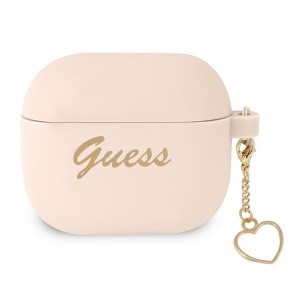 Guess AirPods 3 Hülle Case Cover Silikon Charm Herz Rosa