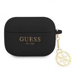 Guess AirPods Pro Hülle Case Cover Silikon Charm 4G Schwarz