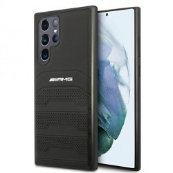 AMG Samsung S22 Ultra Hülle Case Echtleder Debossed Schwarz