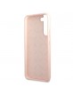 GUESS Samsung S22 Plus Silicone Case Metal Logo Script Pink