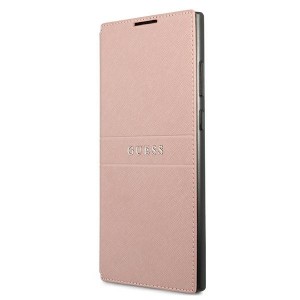 GUESS Samsung S22 Ultra Tasche Saffiano Stripes Book Case Rosa