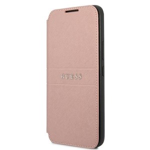 GUESS Samsung S22 Case Saffiano Stripes Book Cover Pink