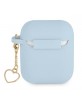 Guess AirPods 1 / 2 Hülle Case Cover Silikon Charm Herz Blau