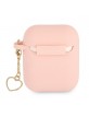 Guess AirPods 1 / 2 Case Cover Silicone Charm Heart Pink