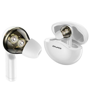 AWEI Bluetooth Stereo Headphones T12 TWS + charging station IPX6 White