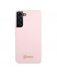 Guess Samsung S22 Plus Silicone Case Cover Script Metal Logo Pink