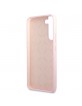Guess Samsung S22 Plus Silicone Case Cover Script Metal Logo Pink