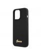 Guess iPhone 13 Pro MagSafe Silicone Case Cover Script Metal Logo Black