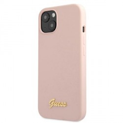 Guess iPhone 13 MagSafe Case Silicone Cover Metal Logo Pink