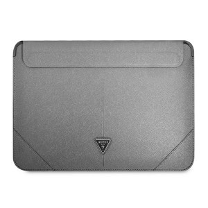 Guess Notebook / Tablet Hülle 16 Zoll Saffiano Triangle Logo Silber