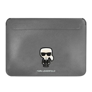 Karl Lagerfeld Notebook / Tablet 13 / 14 Zoll Saffiano Tasche Ikonik Karl Silber
