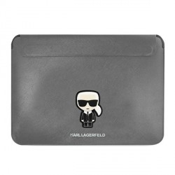 Karl Lagerfeld Notebook / Tablet 16 Zoll Saffiano Tasche Ikonik Karl Silber