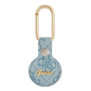 Guess AirTag Case Cover 4G Vintage Script Key Ring Blue