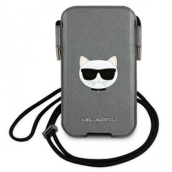Karl Lagerfeld Phone Case 6.7 Saffiano Choupette Head Gray