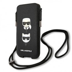 Karl Lagerfeld Phone Case 6.7 Saffiano Karl & Choupette Head Black