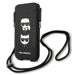 Karl Lagerfeld Phone Case 6.1 Saffiano Karl & Choupette Head Black