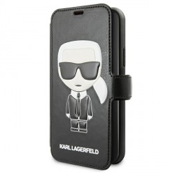 Karl Lagerfeld iPhone 11 Pro Max Leather Book Casa Cover Black