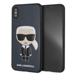 Karl Lagerfeld iPhone Xs Max Hülle Cover Case Ikonic Karl Embossed Blau