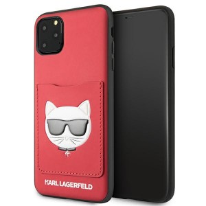 Karl Lagerfeld iPhone 11 Pro Max Case Hülle Choupette Head Cardslot Rot