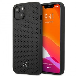 Mercedes iPhone 13 case cover perforated real leather black