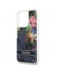 Guess iPhone 13 Pro Hülle Case Flower Liquid Glitter Blau