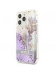 Guess iPhone 13 Pro Hülle Case Flower Liquid Glitter Violett