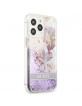 Guess iPhone 13 Pro Hülle Case Flower Liquid Glitter Violett