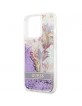 Guess iPhone 13 Pro Case Cover Flower Liquid Glitter Purple
