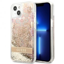 Guess iPhone 13 Hülle Case Paisley Liquid Glitter Gold
