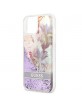 Guess iPhone 13 Hülle Case Flower Liquid Glitter Violett