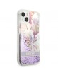 Guess iPhone 13 mini Hülle Case Flower Liquid Glitter Violett