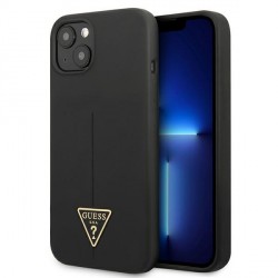 Guess iPhone 13 mini Hülle Case Cover Silikon Dreieck Logo Schwarz