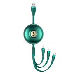 USAMS cable U69 3in1 lightning micro USB / USB-C 1m green