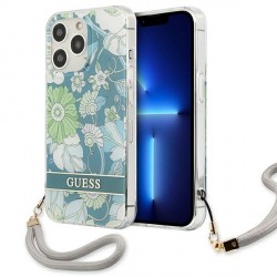 Guess iPhone 13 Pro Case Cover Flower Strap Collection Green