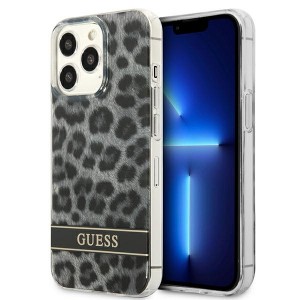 Guess iPhone 13 Pro Hülle Case Leopard Kollektion Grau
